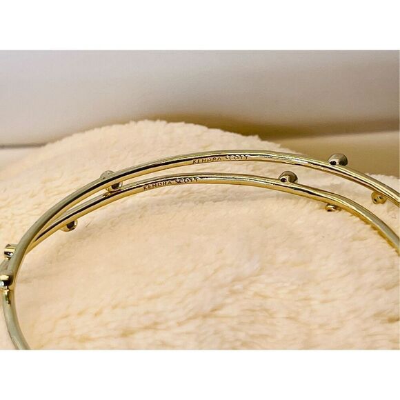 Kendra Scott Gold Tone Crystal Bangle Bracelet Jewelry Dainty Sparkling - Picture 8 of 9